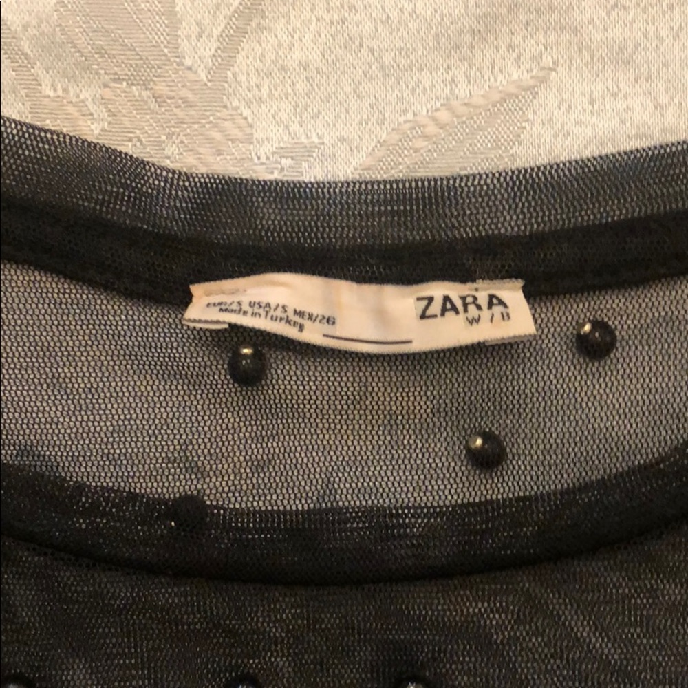 Zara tulle t-shirt with faux pearls - Picture 4 of 5